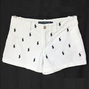 Ralph Lauren Sport White and Blue Logo Shorts
